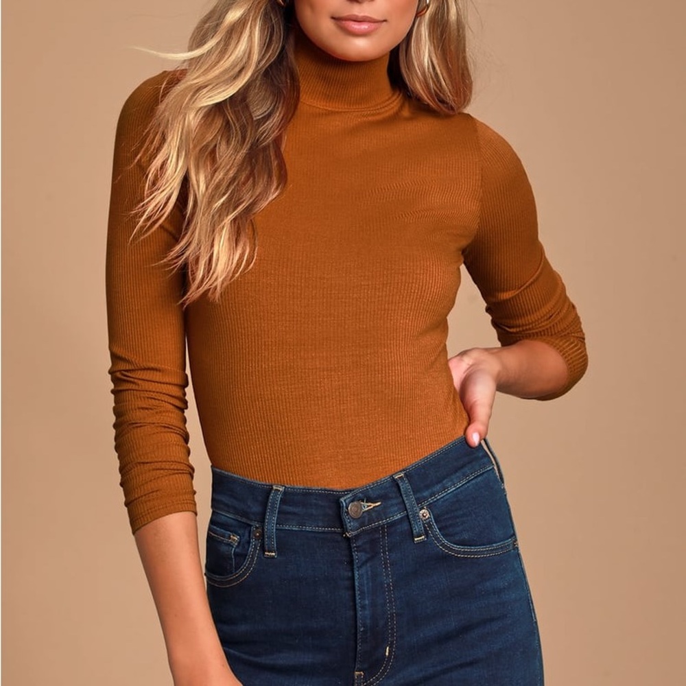 Lulu's Brown Fitted Long Sleeve Bodysuit - Picture 3 of 6